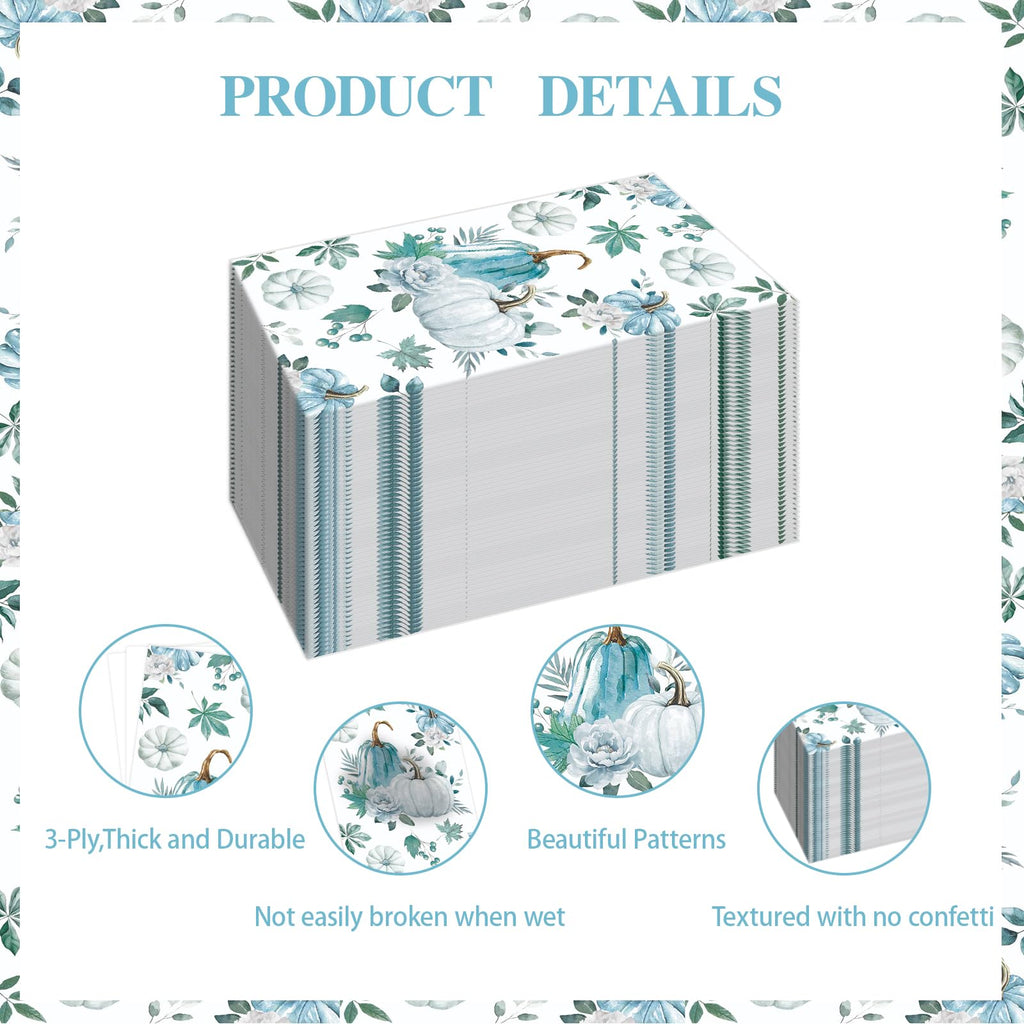 SMUAENSS 100 PCS Thanksgiving Napkin Disposable, Fall Paper Floral Guest Napkins, 3 Ply Boho Napkins Lunch Dinner kitchen Hand Napkin for Autumn Harvest Wedding Birthday Supplies