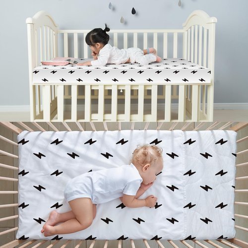 Moukeren 4 Pcs Black and White Crib Sheets for Baby Microfiber Baby Bassinet Soft Sheets Crib 52" x 28" for Standard Cribs Nursery Bedding