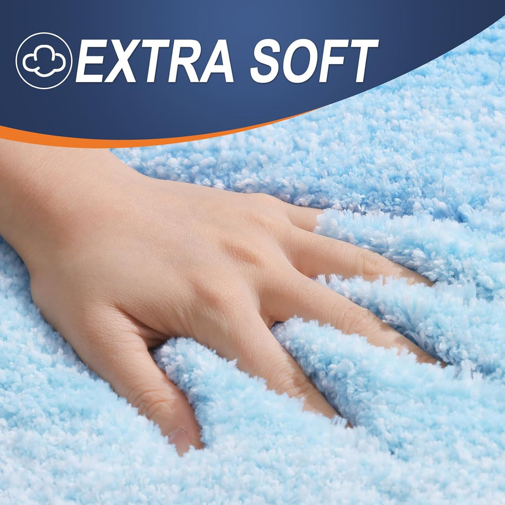 OLANLY Large Bath Rugs - Extra Soft Microfiber, Quick Dry & Machine Washable - Sky Blue 45x27