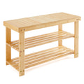 Simple Deluxe Shoe Rack Bench, 3-Tier Bamboo Storage Organizer, 286lb Capacity Entryway Bench for Front Door, Bedroom, Living Room, Bathroom, Balcony, Stylish Shoes Wood (11.3 x 27.6 x 17.8 Inches)