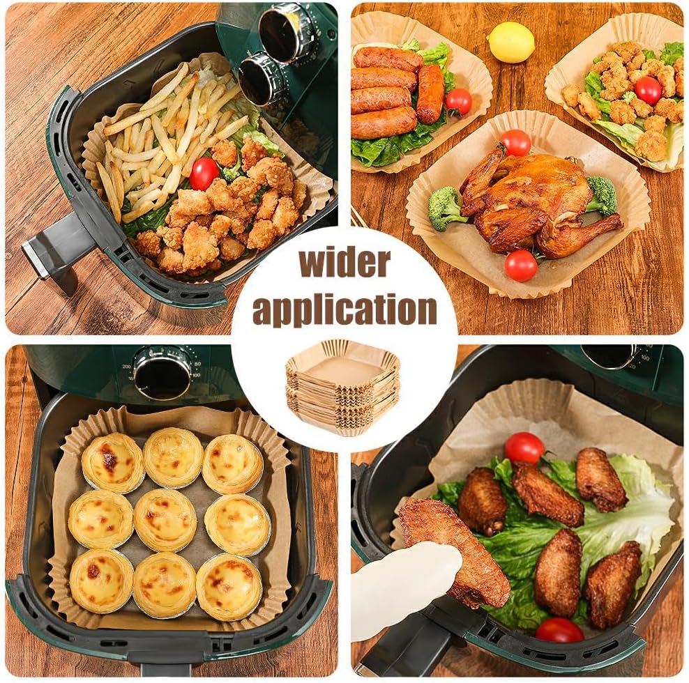 Skiennix 9.5 Inch Disposable Air Fryer Liners - 130 Pcs Non-Stick & Oil-Proof Parchment Paper for 5-8 Qt Fryers