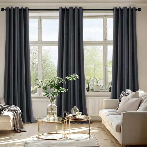 MIULEE Dark Grey Blackout Curtains - Thermal Insulated Room Darkening Drapes | 90-Inch Long, 2 Panels