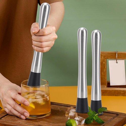 4 Pack Muddlers for Cocktail 304 Stainless Steel Fruit Crusher 8.3" Long Ice Crusher for Bar Party and Home