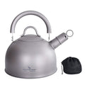 iBasingo 2 L Titanium Whistling Tea Kettle for Gas Stove Ultralight Water Jug Outdoor Big Capacity Teapot Water Bottle with Folding Handle and Warning Buzzer for Camping Home Kitchen Ti3097D