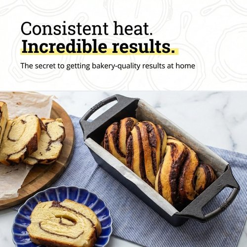 Lodge Seasoned Cast Iron Loaf Pan - Pre-Seasoned Bakeware for Even Browning - 8.5 Inches, PFAS-Free
