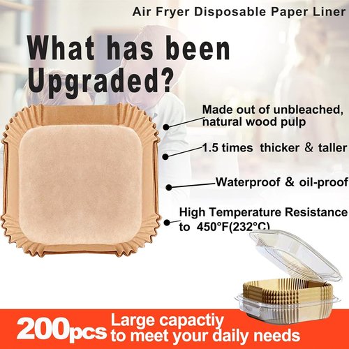 Air Fryer Liners | 200 Pcs Disposable Parchment Paper for Instant Pot Vortex Plus 6QT XL
