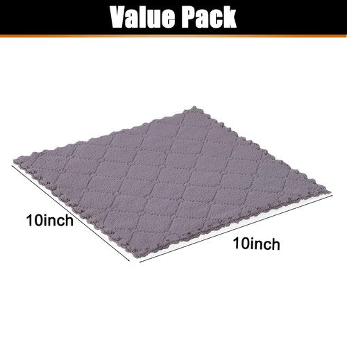 Mordimy 12 Pack Kitchen Cloths Dish Towels (10" x 10", Grey & Green), Super Soft and Absorbent Dish Cloths, Coral Velvet Microfiber Cleaning Cloth, Nonstick Oil Fast Dry Dishcloths