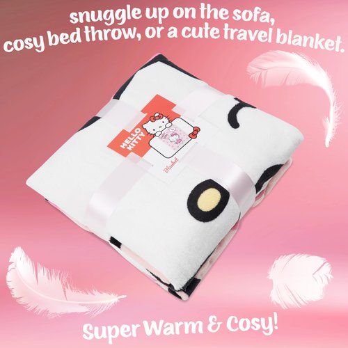 Hello Kitty Sanrio Fleece Throw Blanket, 59x51in, Cinnamoroll Soft Bedding, Bed Decor, Room Decor, Kawaii Gifts for Women (Pink Hello Kitty)
