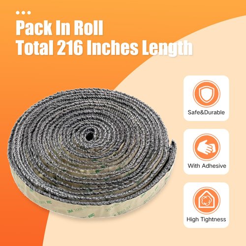 Protalwell Self Adhesive Stove Window Glass Gasket Tape, 1" Width 72" Length, Flat Stove Door Glass Gasket, Self Stick Flat Gasket Tape for Stove and Fireplace Window Glass
