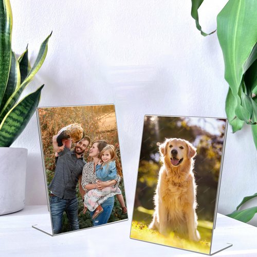 DESONAUT 6 Pack 5"x 7" Clear Acrylic Self Standing Picture Frames，Photo Frame Stand Perfect for Showcasing Memories Tabletop Display for Home or Office Décor，Vertical
