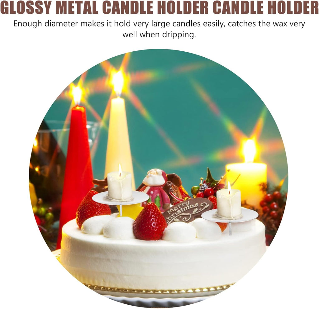 Skiennix Metal Round Pin Candle Holders - 10PCS Silver Candle Spike Plates for Weddings & DIY Decor