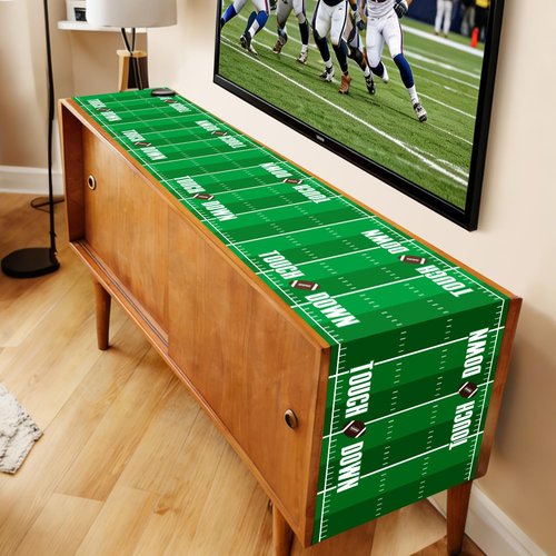 6 Pcs Plastic American Football Court Table Runners, Football Birthday Party Decoration Touch Down Tables Runner Centerpieces Decor for Game Day Boy Men Birthday Supplies, 14in x 108in
