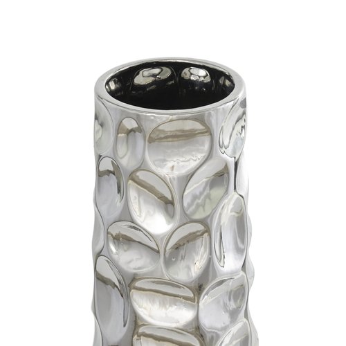 Deco 79 Ceramic Decorative Vase Geometric Bubble Centerpiece Vase with Concaved Circles, Flower Vase for Home Decoration 8" x 8" x 39", Silver