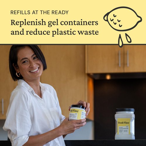 Fresh Wave Lemon Odor Removing Gel Refill, 63 oz. - Safer Odor Absorbers for Home, Natural Plant-Based Odor Eliminator, Every 15 oz. lasts 30-60 Days, For Cooking, Trash & Pets