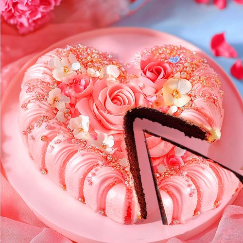 Mity rain Heart Shaped Cake Fluted Pans, Silicone 8 Inch Cake Pan Nonstick, Heart Cake Molds for Valentine'S Day, Baker Kitchen Baking Accessories (1pc, Red)
