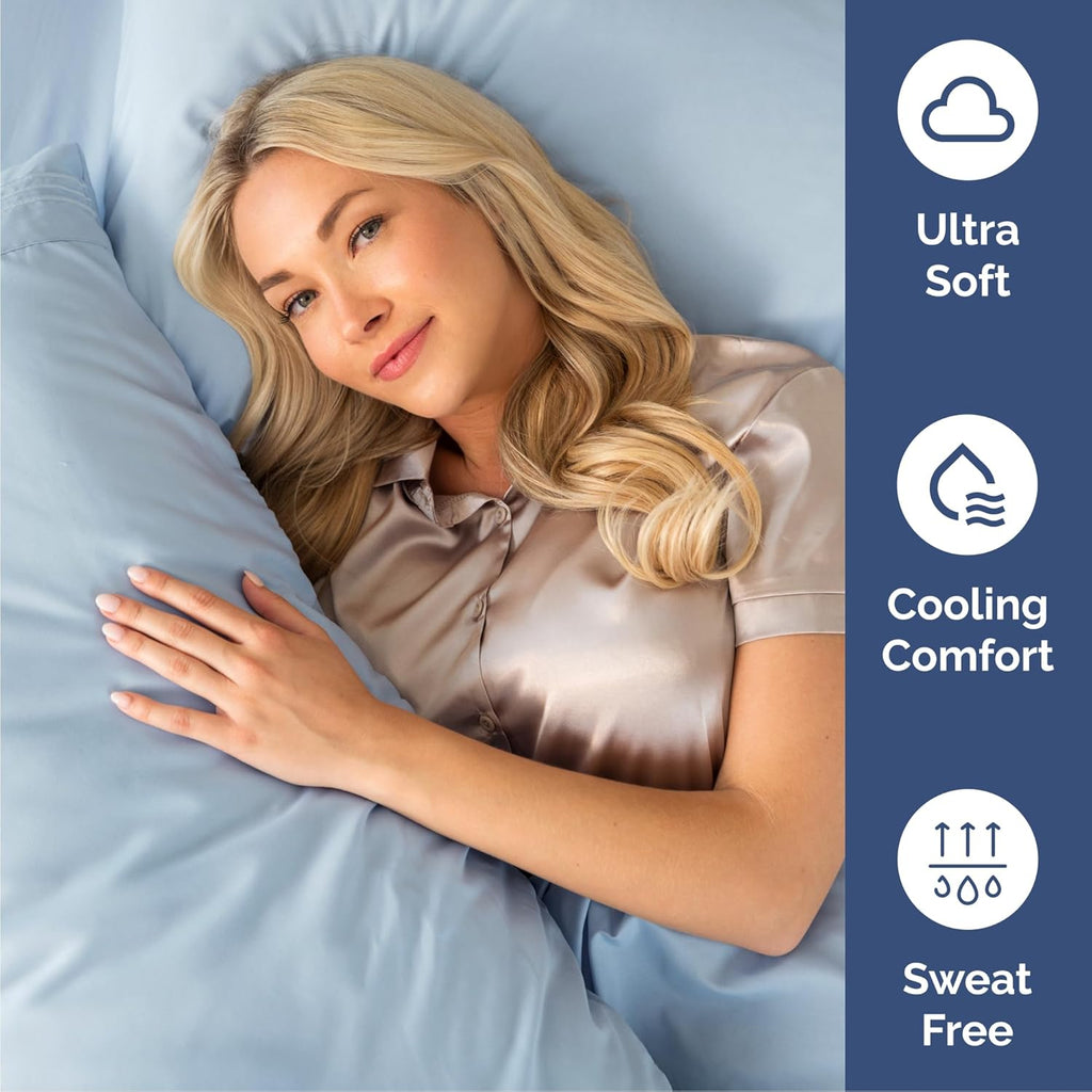 Skiennix Queen Size 4-Piece Sheet Set - Comfy, Breathable & Cooling - Ultra-Soft, Deep Pockets - Sky Blue