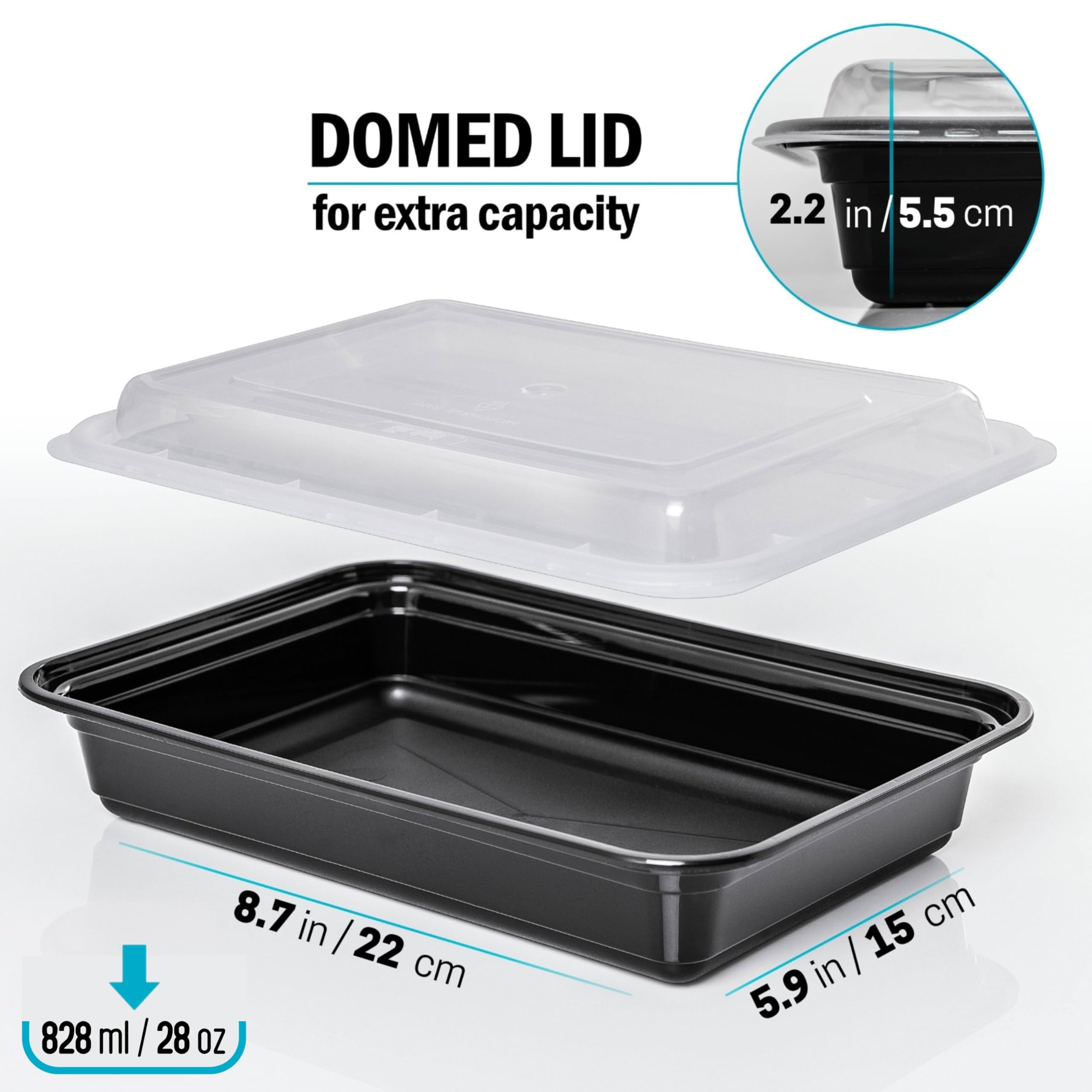 Igluu Meal Prep Containers Reusable (20 Pack) – Food Containers with Lids – Stackable, Microwave, Freezer & Dishwasher Safe – 28oz – 1 Compartment – BPA-Free