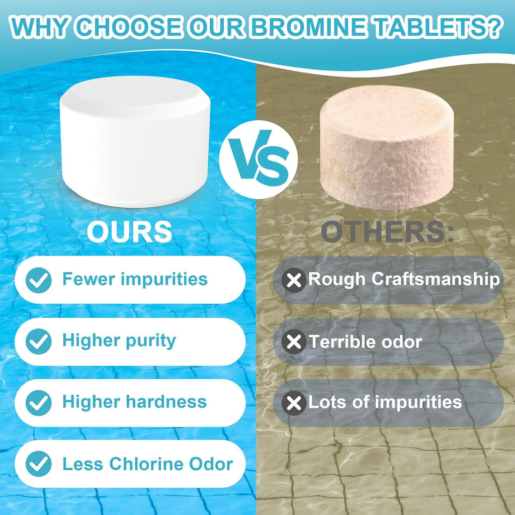Skiennix Bromine Tablets - 1.2LB Hot Tub Tablets for Soft Water Feel | No Chlorine Odor Alternative