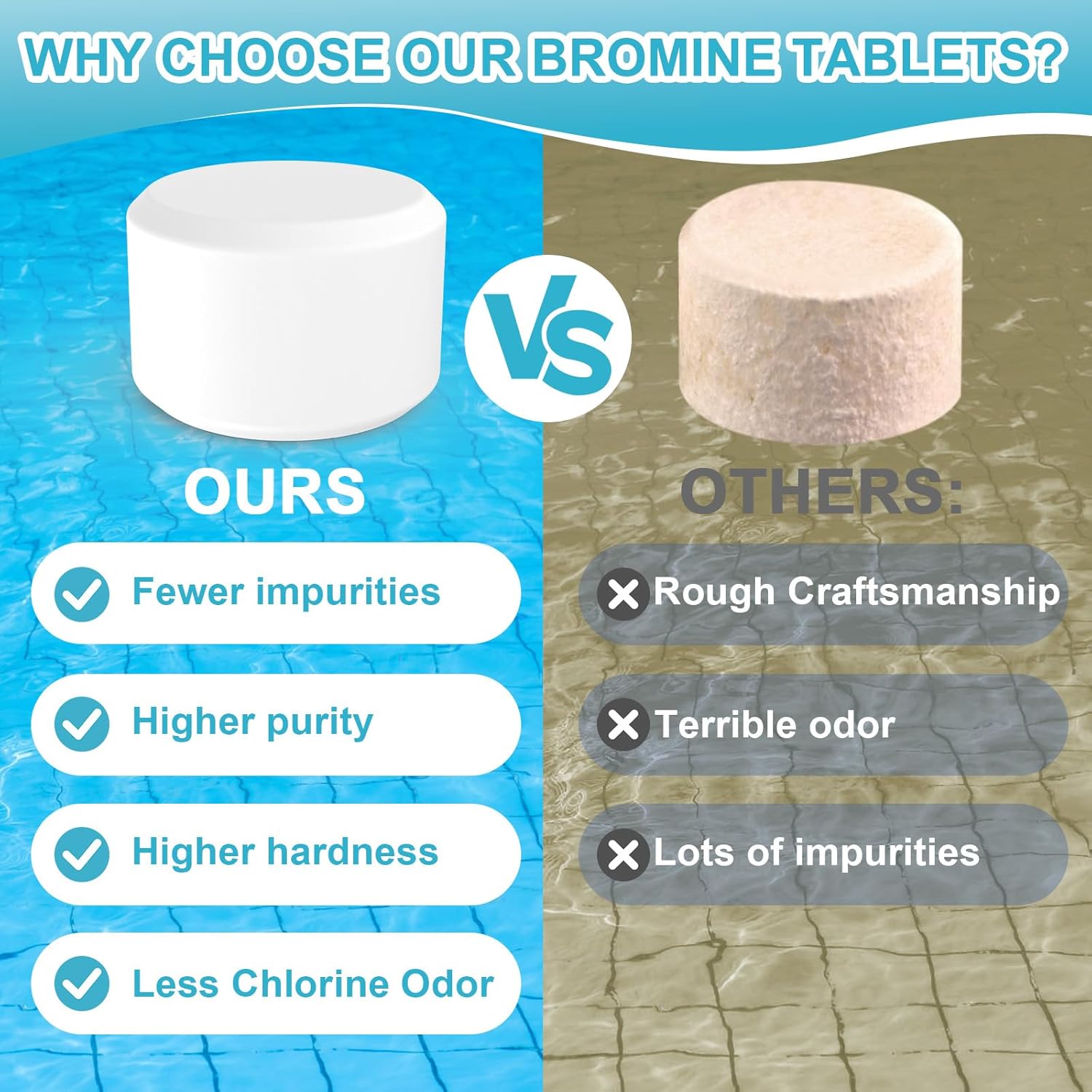 Skiennix Bromine Tablets - 1.2LB Hot Tub Tablets for Soft Water Feel | No Chlorine Odor Alternative