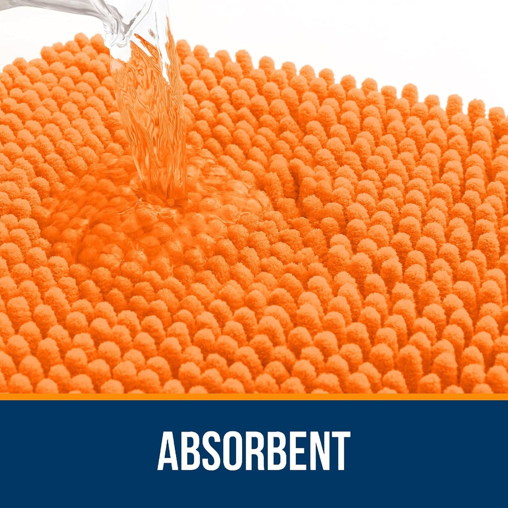OLANLY Large Bath Rugs - Extra Soft Chenille with Quick-Dry Rubber Backing | 45x27 Inches, Orange