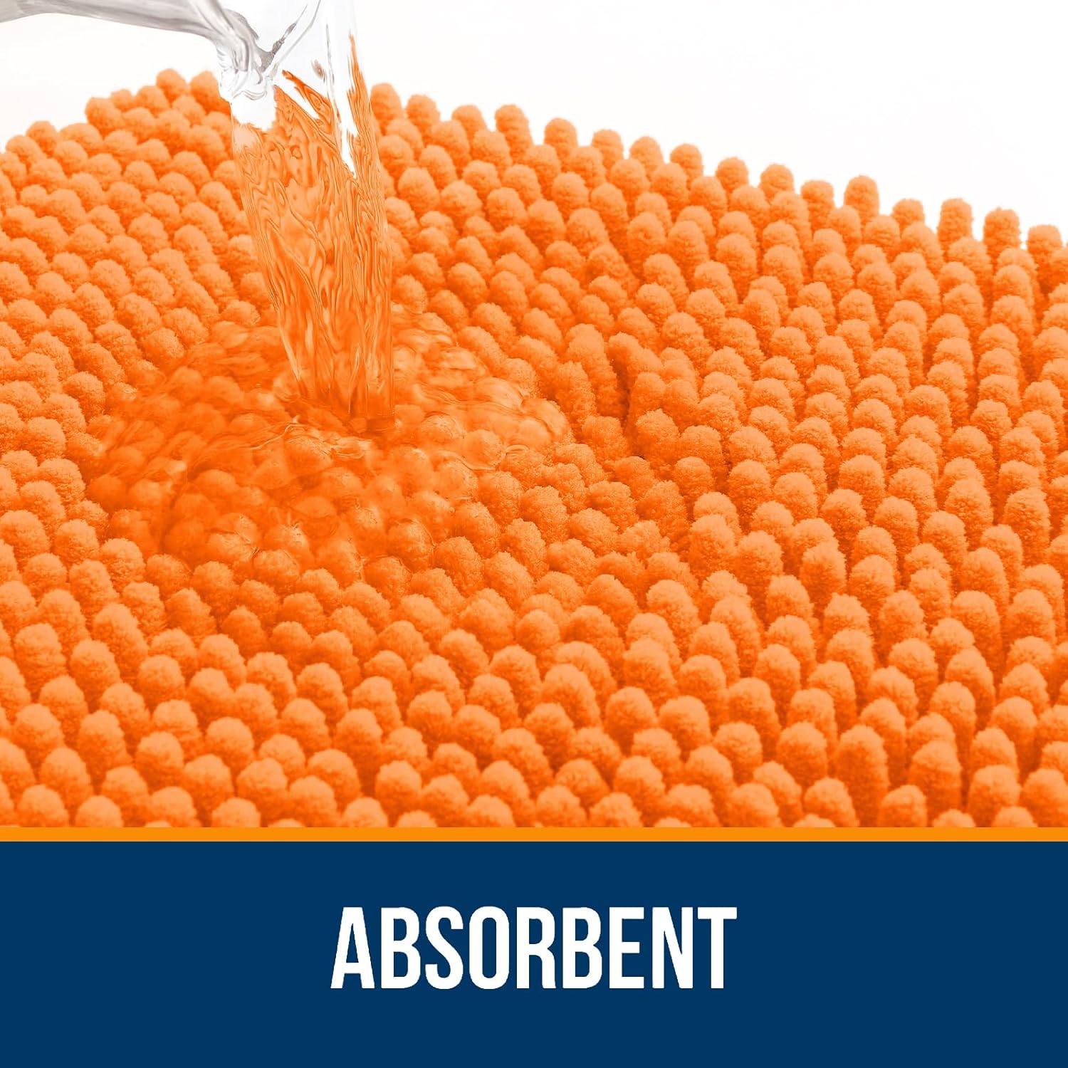 OLANLY Bathroom Rugs - Extra Soft Chenille Bath Mats | Quick-Dry, Machine Washable, 30x20, Orange