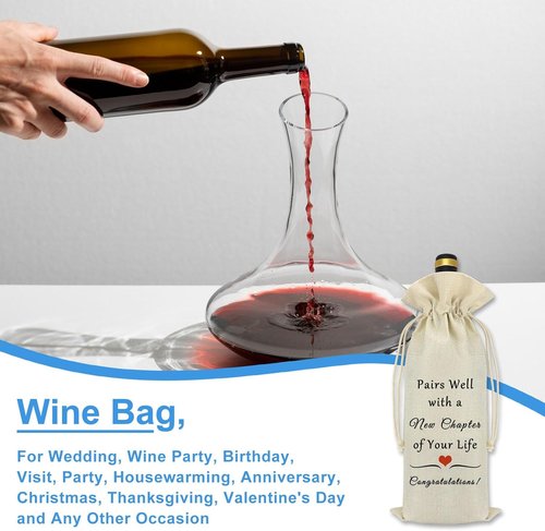 New Job Gifts Wine Bag for Women Men Pairs Well With a New Chapter of Your Life Coworker Leaving Gift Congratulation Engagement Retirement New Beginning Gift New Job Gifts for Colleague Boss Friends