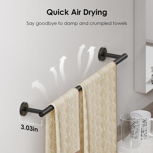 FORIOUS Black Toilet Paper Holder - Wall-Mounted Design with 24-Inch Towel Bar for Bathroom