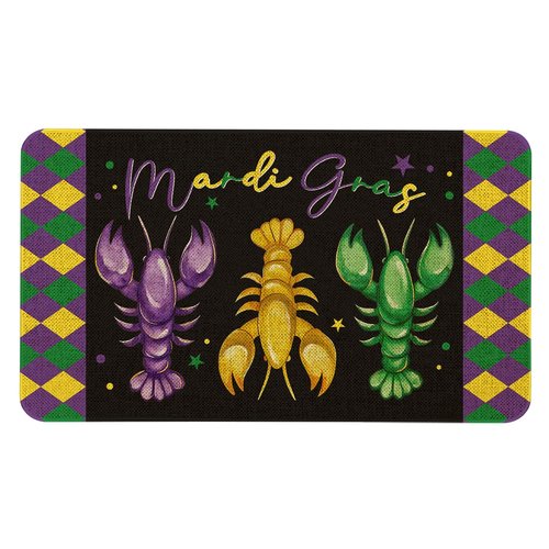 Maytycroo Mardi Gras Welcome Door Mat 30x17 Inch Carnival Doormat for Indoor Outdoor Entrance Non-Slip Washable Floor Mats Mardi Gras Home Party Decor Rugs