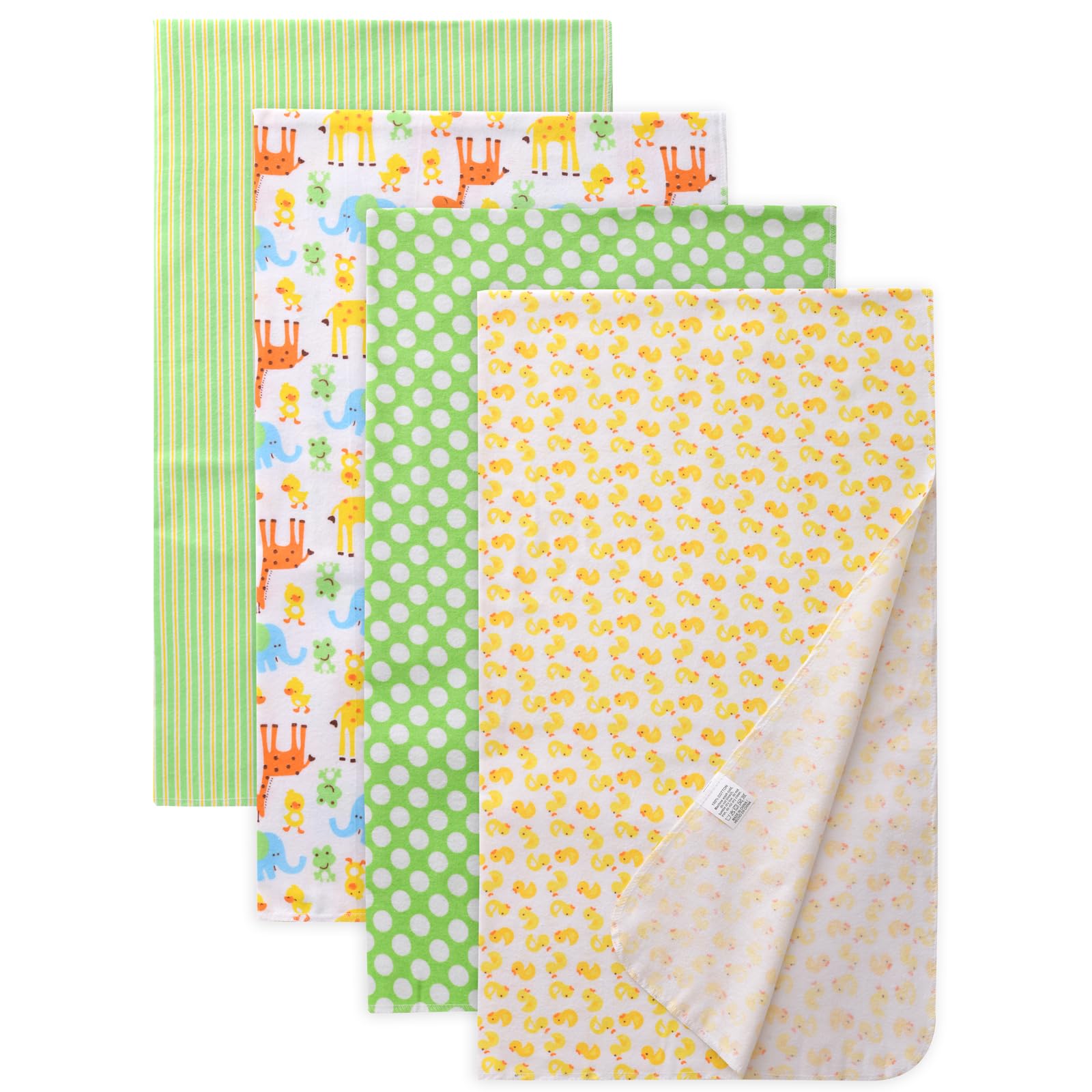 Waoot Kdet Cotton Flannel Receiving Blankets 4 Pcs, Baby Swaddle Blankets, Infant Flannel Blanket 30 X 40 Inch for Boy Girl (Style2)