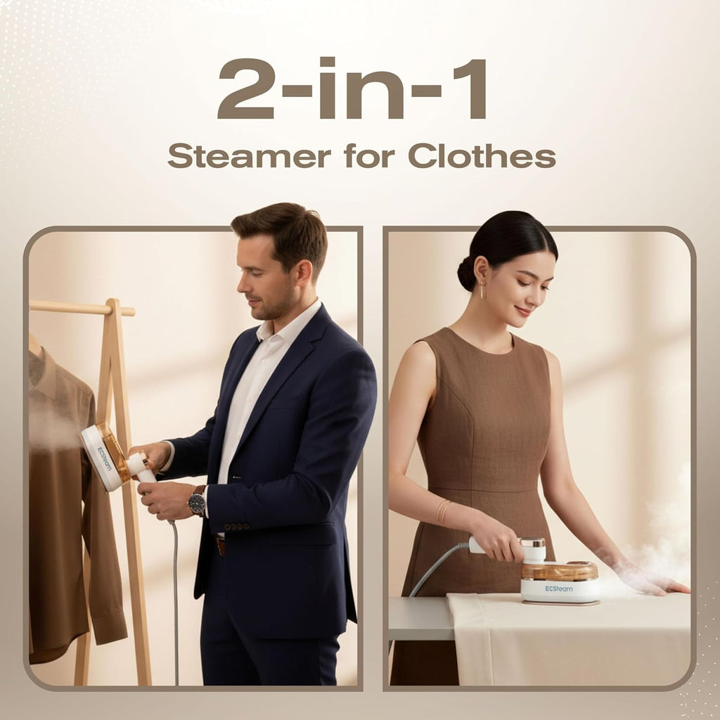 Skiennix Portable Clothes Steamer - 2-in-1 Handheld & Travel Iron, 1200W Fast Heat-Up, 180ml Tank