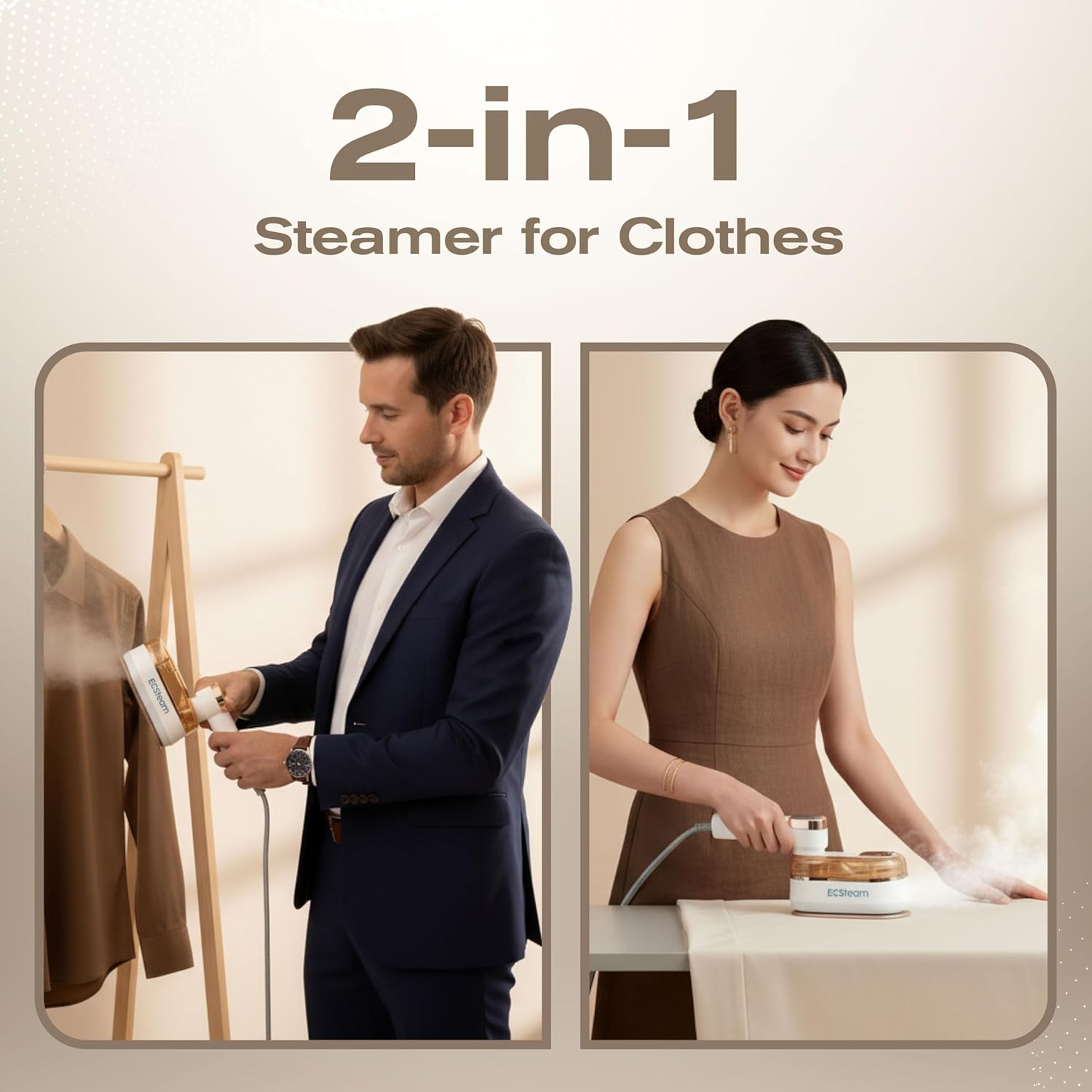 Skiennix Portable Clothes Steamer - 2-in-1 Handheld & Travel Iron, 1200W Fast Heat-Up, 180ml Tank