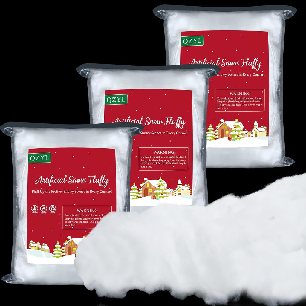 QZYL Christmas Fake Snow - 3LB Artificial White Snow for Tree & Home Decorations