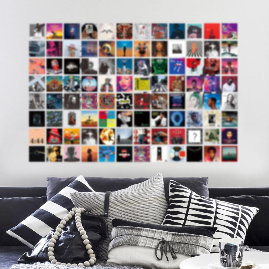 Art·Zone 100 Pcs 5x5 Inch | Wall Collage Kit for Bedroom Decor, Album Covers & Music Themes