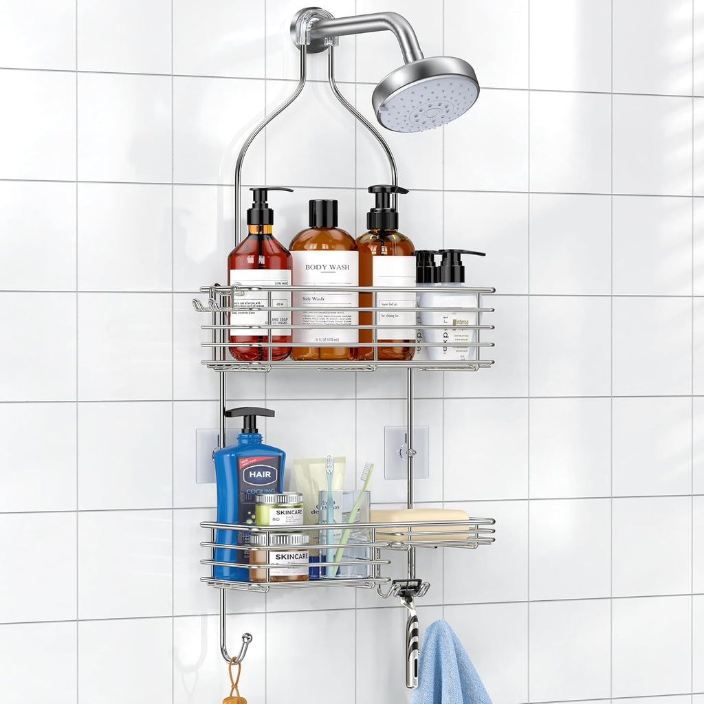 SMARTAKE Shower Head Caddy - Rustproof Stainless Steel Organizer for Bathroom Storage | Silver