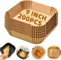 Air Fryer Liners | Non-Stick Disposable Parchment Paper for Baking & Roasting - 200 PCS 9'' Square for 5-8QT