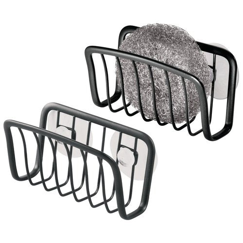 InterDesign Axis Kitchen Sink Suction Holder for Sponges, Scrubbers, Soap - Black