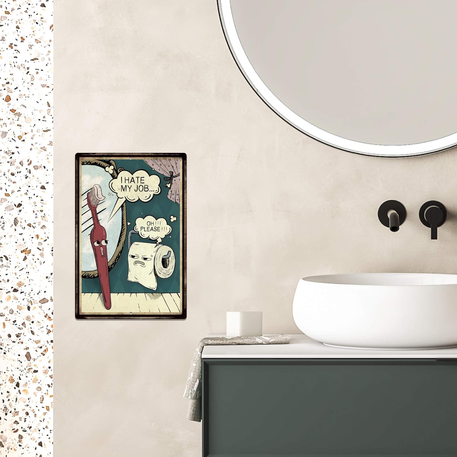 Putuo Decor Funny Metal Tin Sign - Vintage Bathroom Wall Art with Humorous Quotes | 10x8 Inches