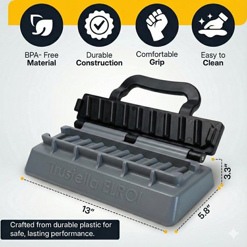 Trustella Heavy-Duty Kebab Maker – Premium Durable Food-Grade Plastic with Reinforced Hinges & Enhanced Handle – Easy to Use Perfect Kebabs Maker for BBQ, Grilling, and Family Gatherings (Black)
