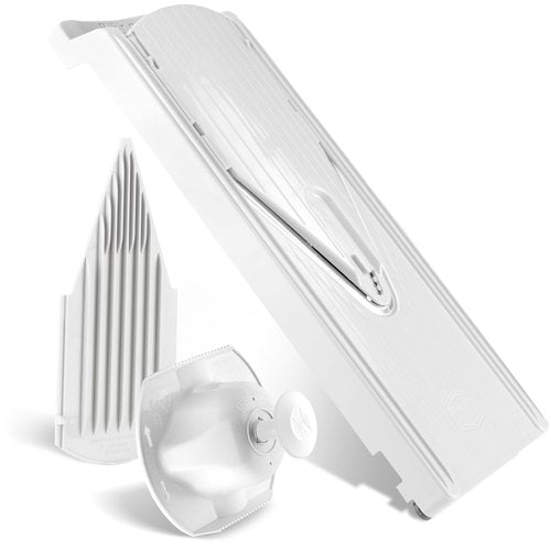 Börner Mandoline Slicer V3 (Basic Set) • V-Slicer for Vegetables & Fruits • Adjustable Kitchen Slicer • 3 Thickness Settings • With Rubber Feet & Stainless Steel V-Blade • Color: White