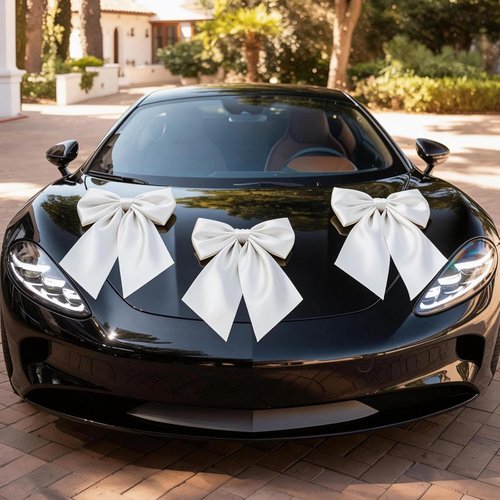**White Bow Decor | Large 22" x 11" Crib Skirt with Big White Bows for Baby Showers & Weddings**