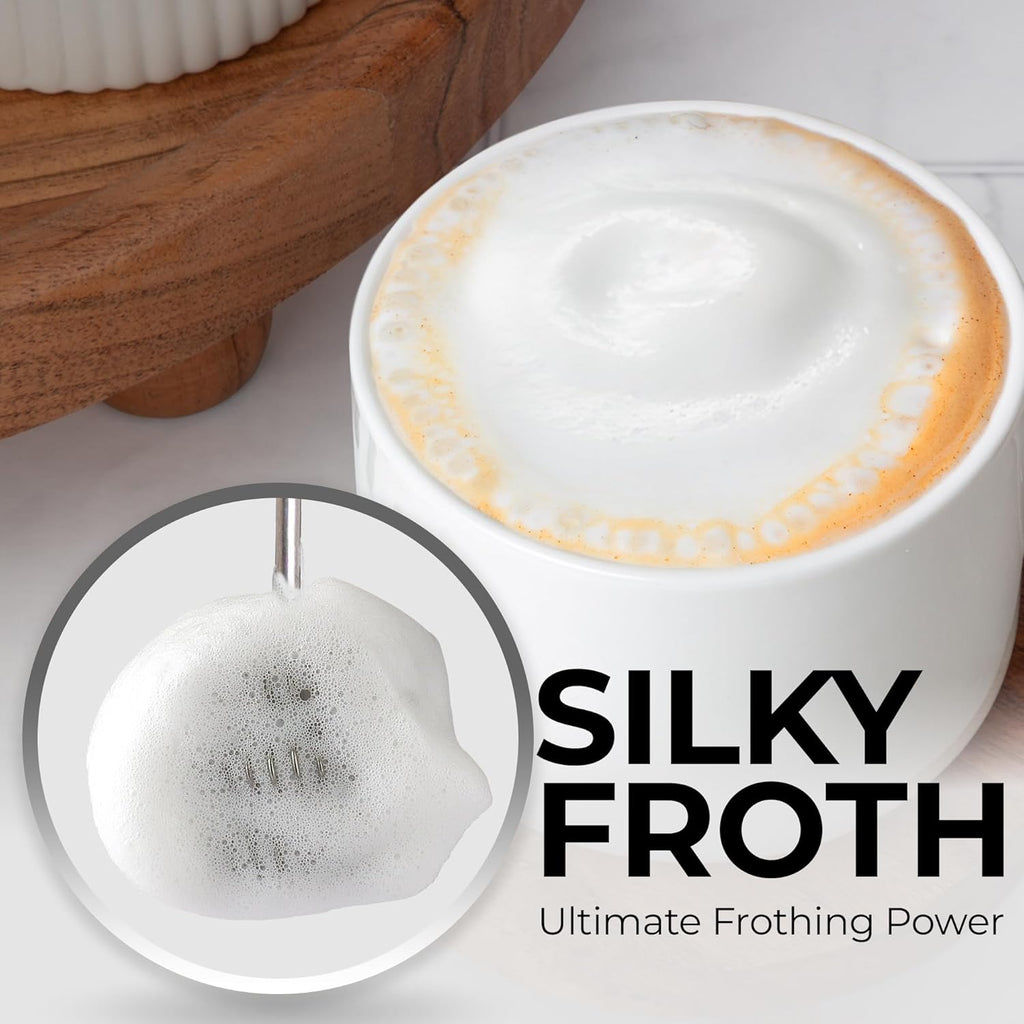 Zulay Kitchen Tornado Triple Whisk Milk Frother - Handheld Foam Maker for Coffee, Lattes & Matcha - Onyx Gray