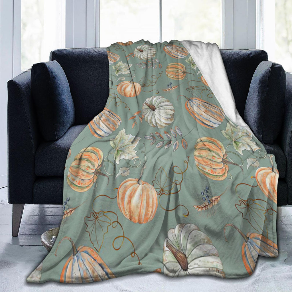 Fall Throw Blanket Fall Decor Autumn Pumpkin Leaves Flannel Fleece Blanket Gifts for Girls Boys Farmhouse Super Warm Soft Cozy Plush Lightweight Seasonal Bedding Blanket for Couch Kids Adult 50"X40"
