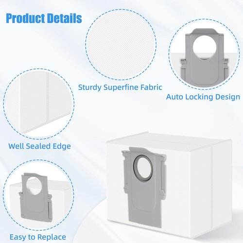 24 Pack Dust Bag Replacement for Roborock Q8 Max+/Q5(+,Max+,Pro+)/Q7(+,Max,Max+)/S8+,S8 Pro Ultra,S7 Pro Ultra,S7 Max(MaxV) Ultra Robot Vacuum Cleaner,Replacement Bags,Vacuum Bags,3L Capacity
