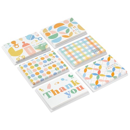 Hallmark Thank You Cards Assortment for Baby, Retro Pastel (48 Cards with Envelopes)