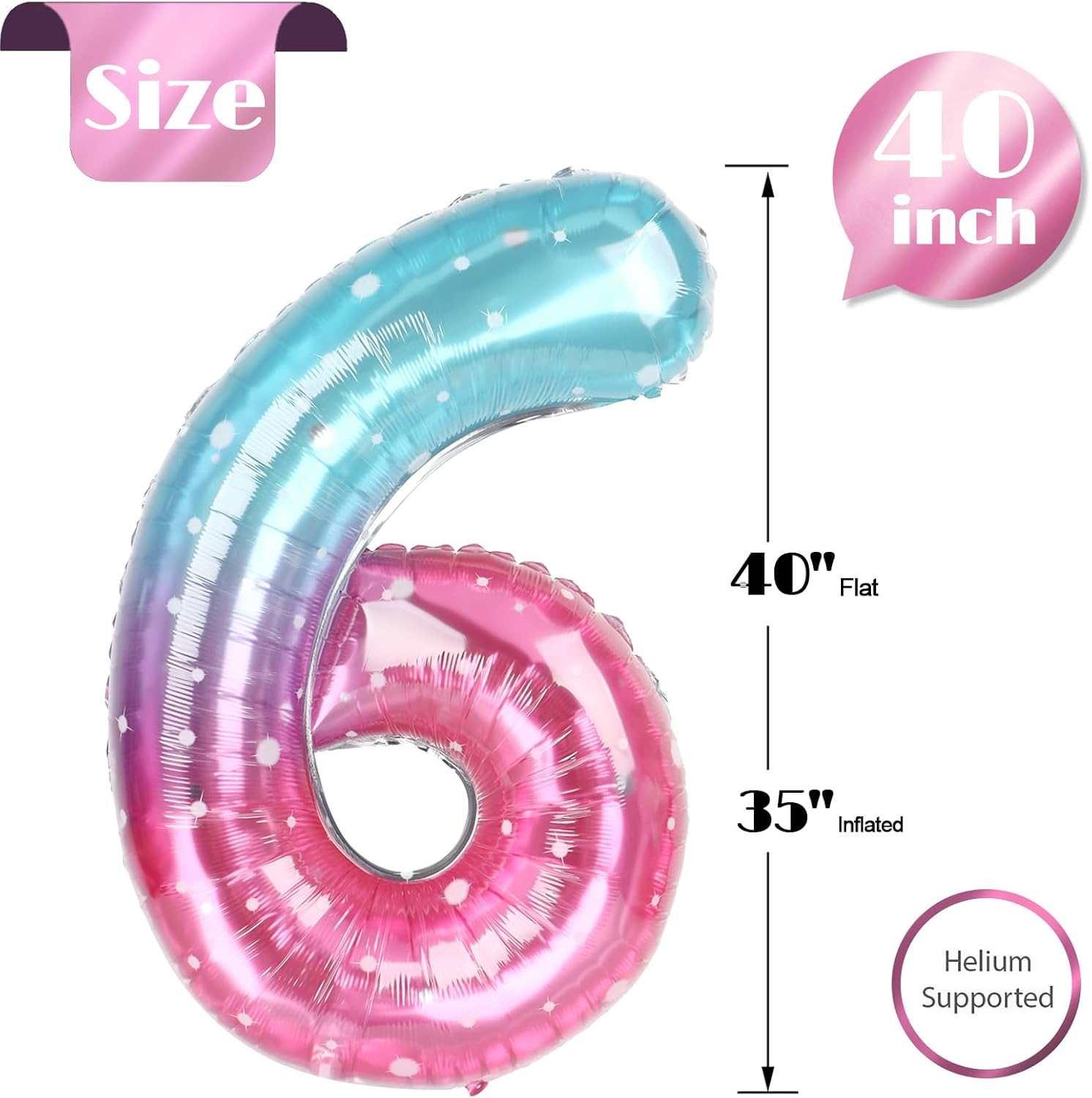 Starry Sky 40-Inch Number 6 Balloon - Perfect for 6th Birthday Decorations & Party Supplies