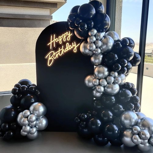 Awenztech Black Balloon Arch Kit - 120 Pcs of 5-18 Inch Latex Balloons for Graduation & Birthday Decor