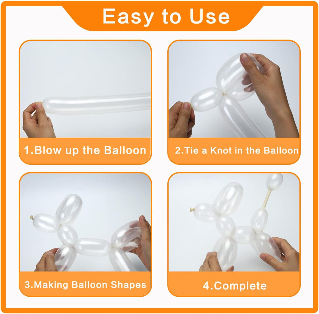 PIGETALE 100Pcs Clear 260 Balloons - Transparent Long Latex Twisting Balloons for Party Decor