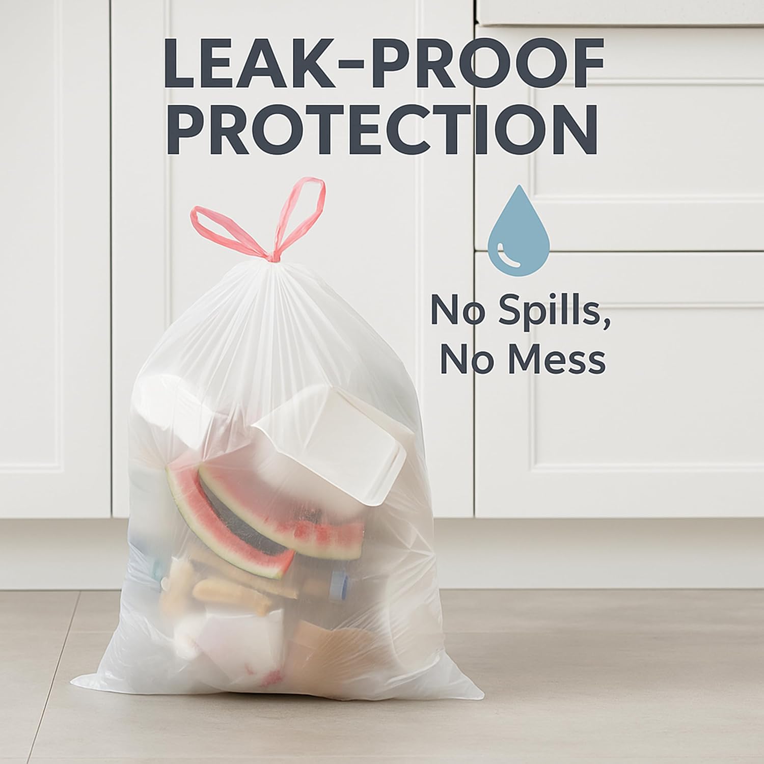 Regine Switzerland 13 Gallon Drawstring Trash Bags - Heavy-Duty, Leak-Proof & Odor-Free, 120 Count