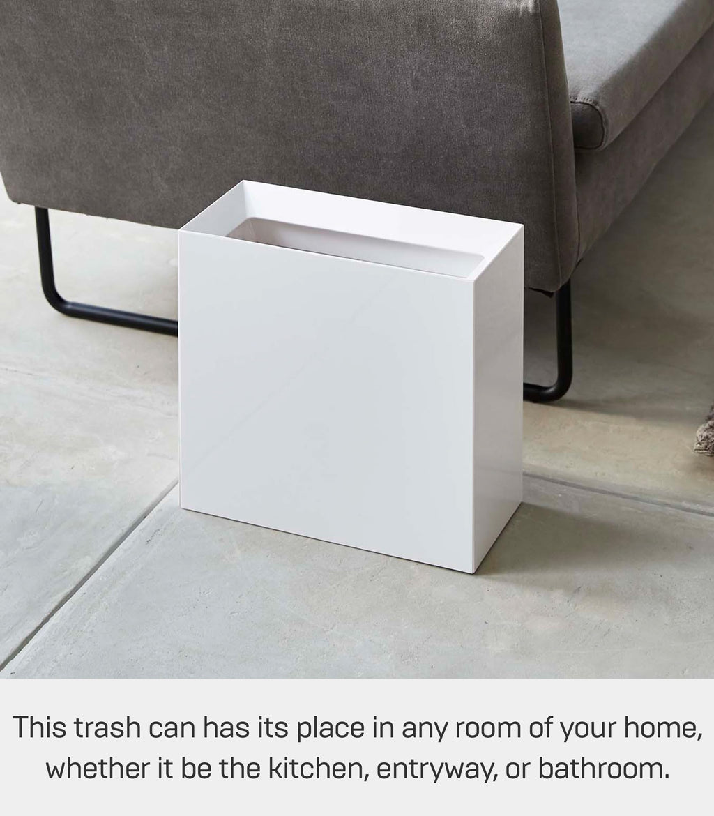 YAMAZAKI Home Tower Trash Can - Modern Garbage Waste Basket with Handle for Kitchen Bedroom Bathroom Office - Abs Plastic - 4 Gallons, 15 Liters