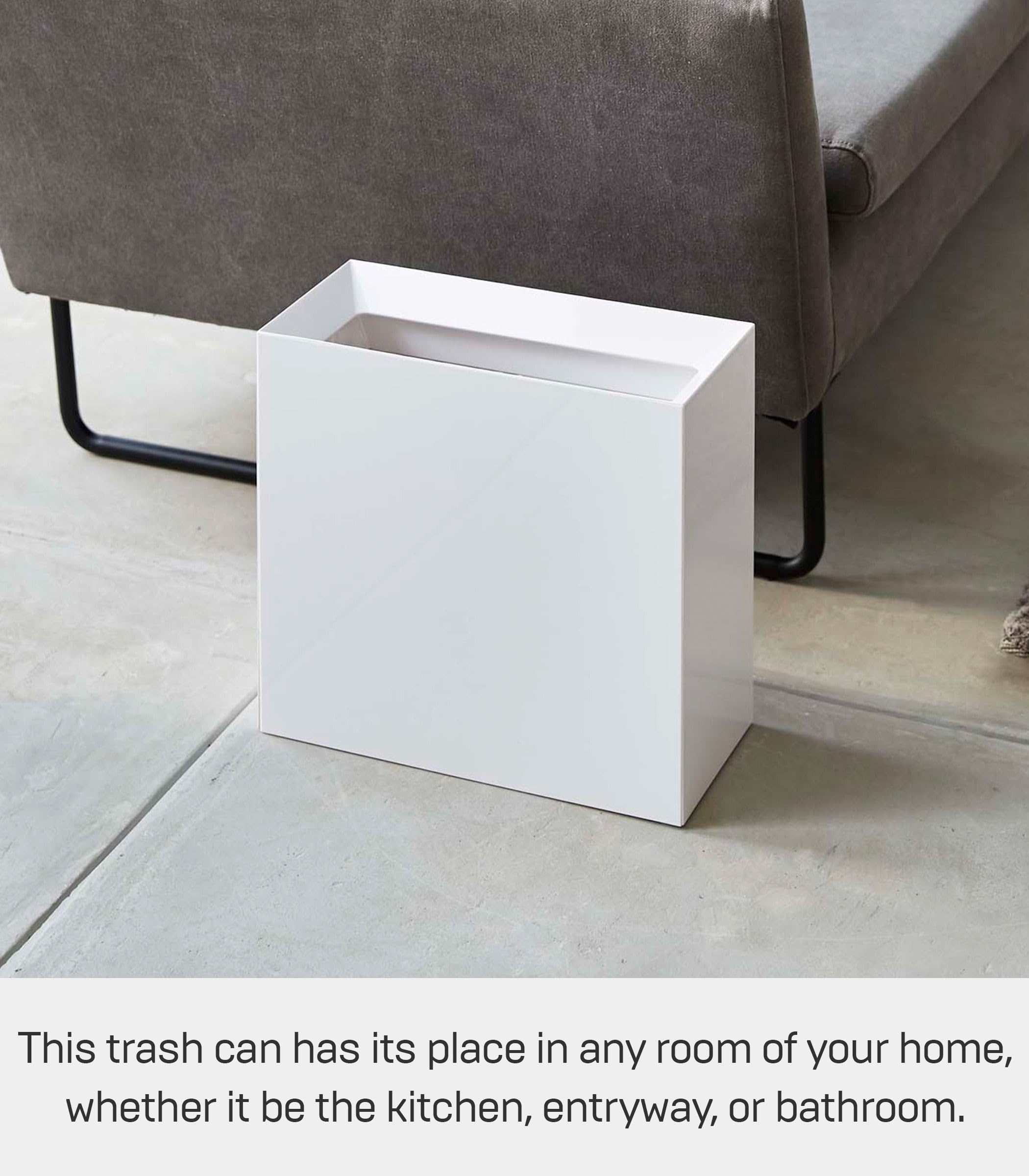 YAMAZAKI Home Tower Trash Can - Modern Garbage Waste Basket with Handle for Kitchen Bedroom Bathroom Office - Abs Plastic - 4 Gallons, 15 Liters